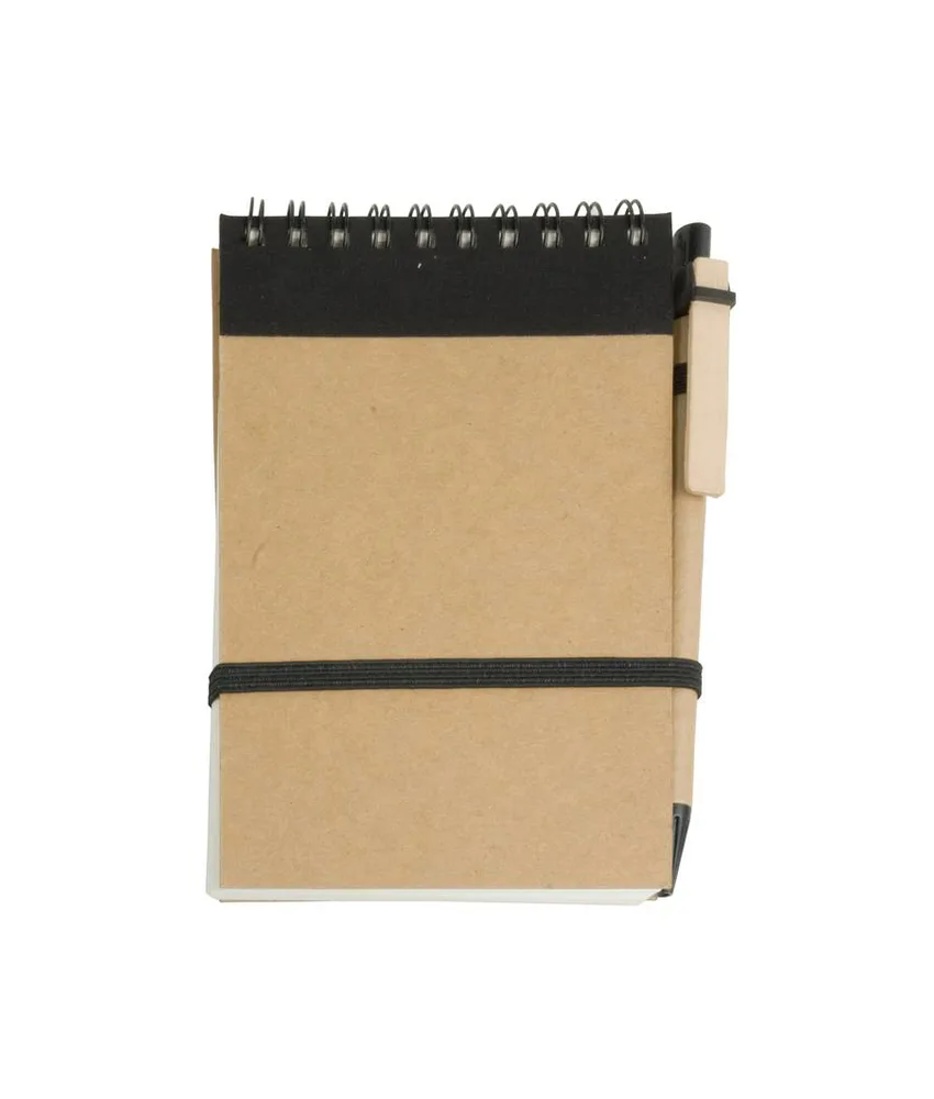 50 pezzi Block notes ad anelli in carta riciclata, fogli bianchi (70 pag.) con penna in cartone
