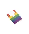 Block notes  in carta con copertina arcobaleno, foglietti adesivi e penna
