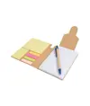Block notes in carta riciclata, con penna in cartone e foglietti adesivi