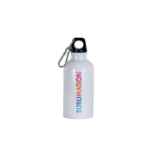 Borraccia in alluminio con moschettone, 400ml. Adatta per la stampa sublimatica