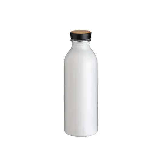 Borraccia in alluminio con tappo con inserto in bambù, 500 ml