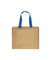 Borsa in juta, manici lunghi colorati e soffietto Handle