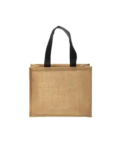 Borsa in juta, manici lunghi colorati e soffietto Handle