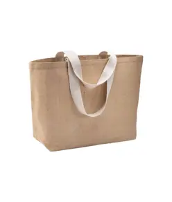 Borsa in juta, manici lunghi e soffietto alla base Handle