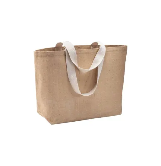 Borsa in juta, manici lunghi e soffietto alla base Handle