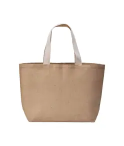 Borsa in juta, manici lunghi e soffietto alla base Handle