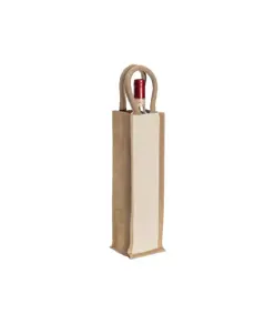 Borsa portabottiglia in juta e cotone da 280 gr/m2, con manici in corda Handle