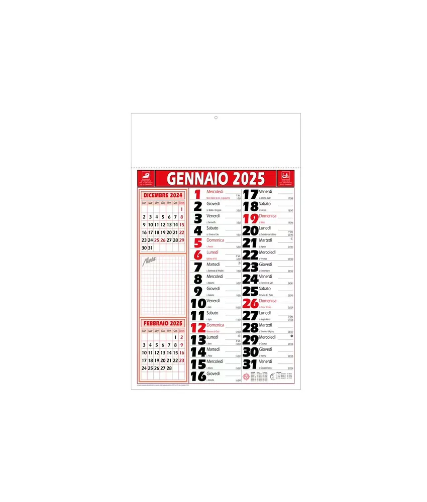 100 pezzi Calendario mensile da muro 2025, su carta patinata - termosaldato
