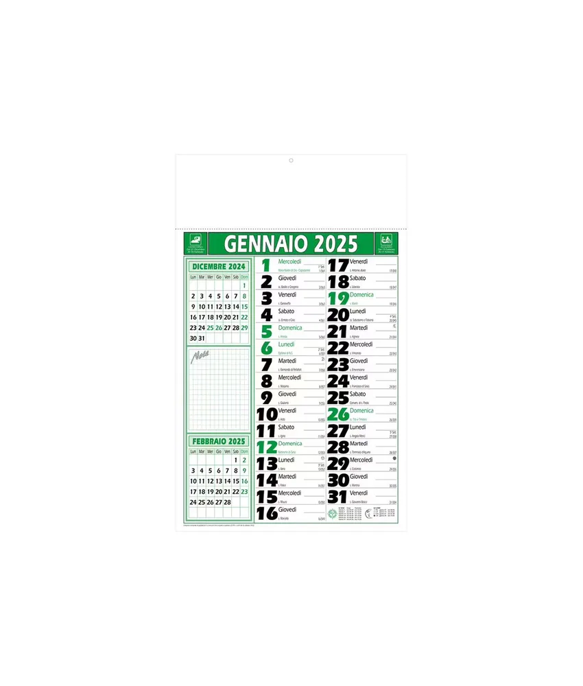 100 pezzi Calendario mensile da muro 2025, su carta patinata - termosaldato