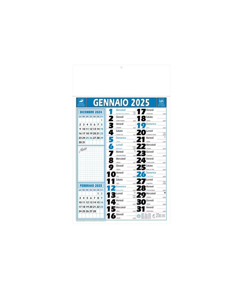 100 pezzi Calendario mensile da muro 2025, su carta patinata - termosaldato