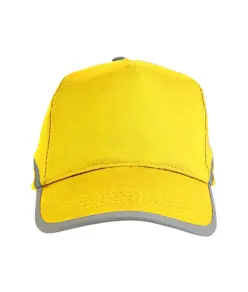 Cappellino ad alta visibilità in cotone, 5 pannelli con bande e chiusura catarifrangenti