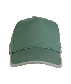 Cappellino ad alta visibilità in cotone, 5 pannelli con bande e chiusura catarifrangenti