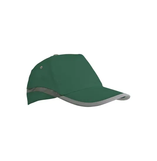 Cappellino ad alta visibilità in cotone, 5 pannelli con bande e chiusura catarifrangenti