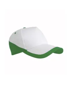 Cappellino in cotone, 5 pannelli, base bianca e bordi colorati