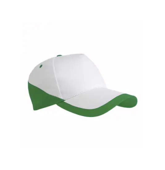 Cappellino in cotone, 5 pannelli, base bianca e bordi colorati