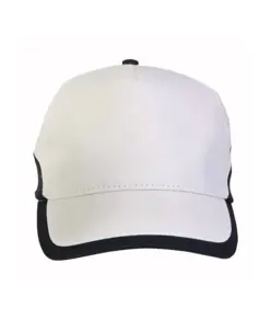Cappellino in cotone, 5 pannelli, base bianca e bordi colorati