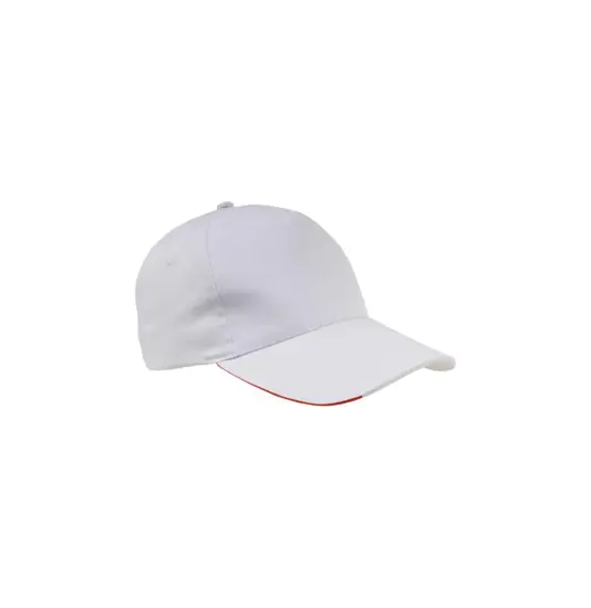 Cappellino in cotone, 5 pannelli con profilo e ricamo tricolore