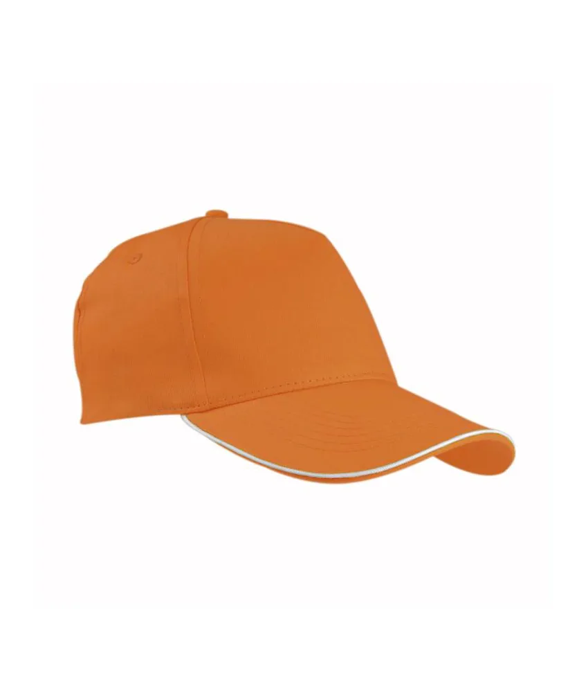 50 pezzi Cappellino in cotone, 5 pannelli con profilo in contrasto