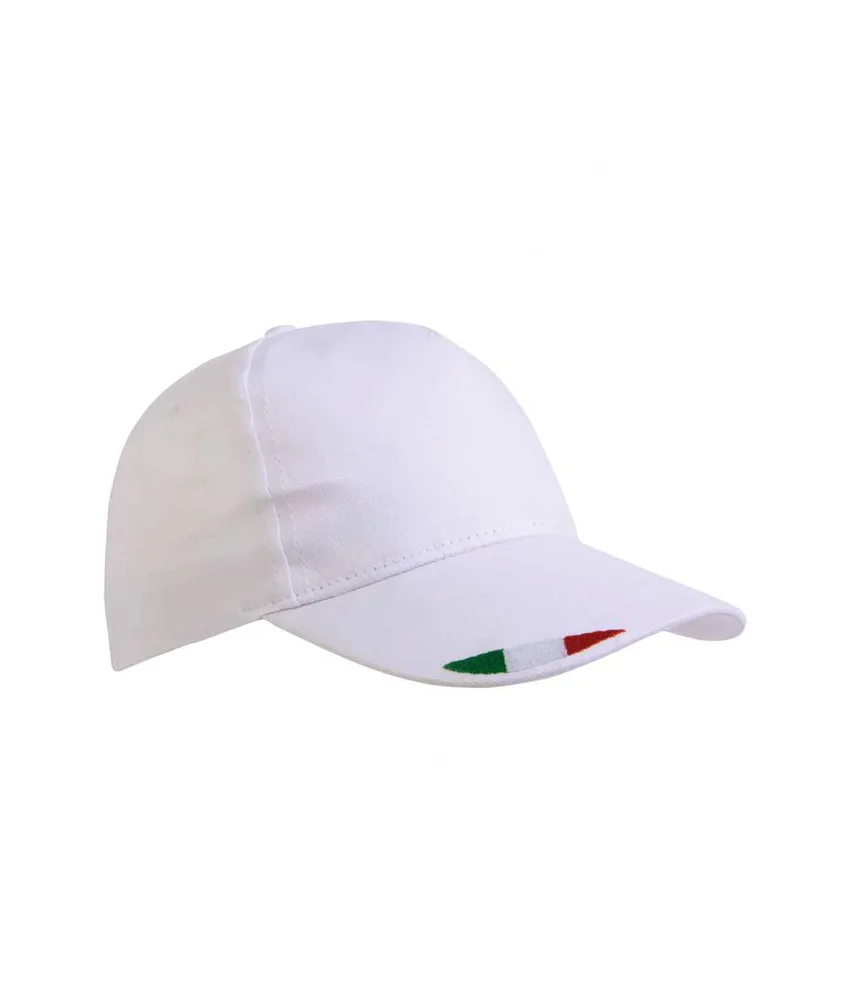 50 pezzi Cappellino in cotone, 5 pannelli con ricamo tricolore