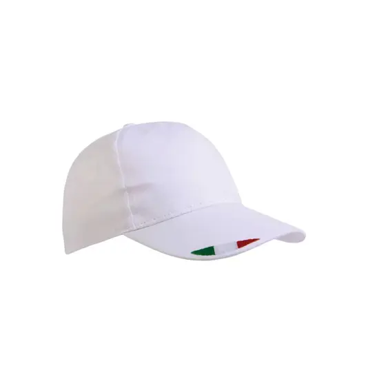 Cappellino in cotone, 5 pannelli con ricamo tricolore
