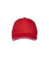 Cappellino in cotone 5 pannelli, visiera sandwich in contrasto con chiusura con velcro