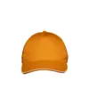 Cappellino in cotone 5 pannelli, visiera sandwich in contrasto con chiusura con velcro