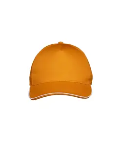 Cappellino in cotone 5 pannelli, visiera sandwich in contrasto con chiusura con velcro