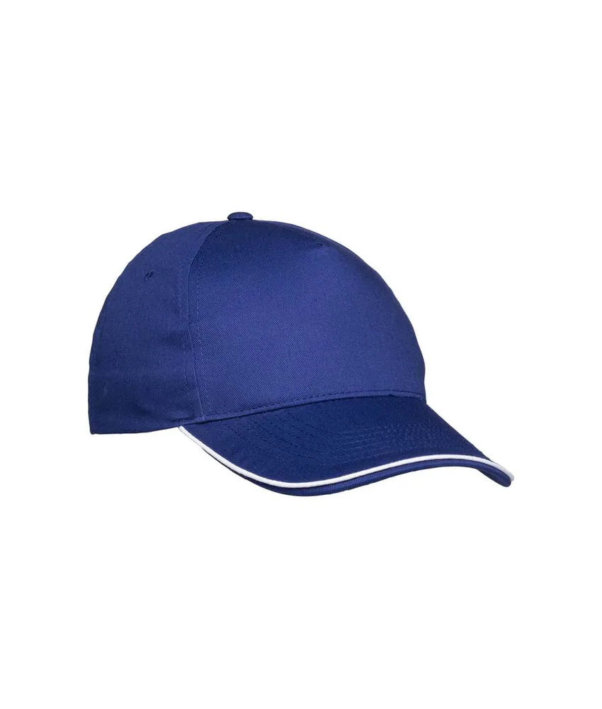 50 pezzi Cappellino in cotone 5 pannelli, visiera sandwich in contrasto con chiusura con velcro