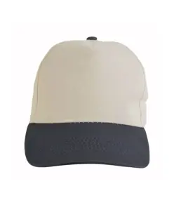 Cappellino in cotone naturale, 5 pannelli con visiera colorata