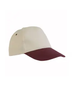 Cappellino in cotone naturale, 5 pannelli con visiera colorata