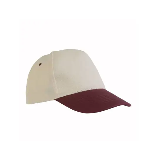 Cappellino in cotone naturale, 5 pannelli con visiera colorata