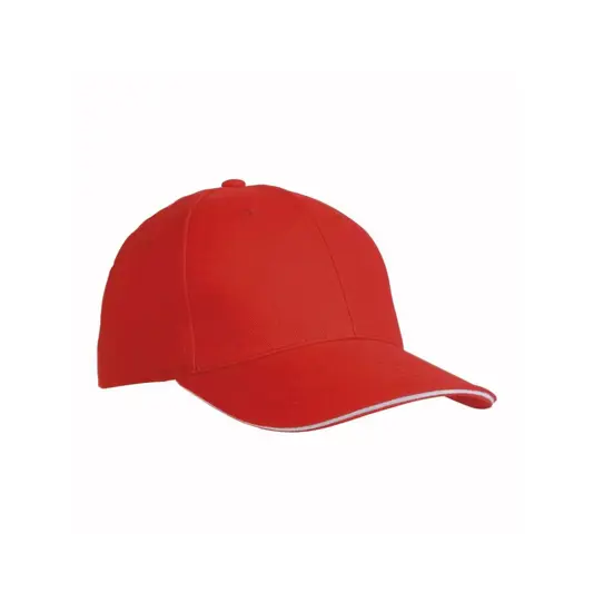 Cappellino in cotone pesante, 6 pannelli con visiera "sandwich"