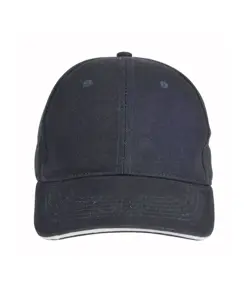 Cappellino in cotone pesante, 6 pannelli con visiera "sandwich"