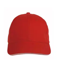 Cappellino in cotone pesante, 6 pannelli con visiera "sandwich"