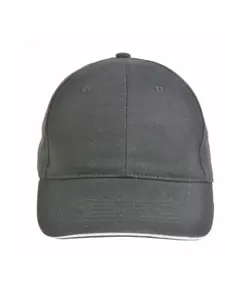 Cappellino in cotone pesante, 6 pannelli con visiera "sandwich"
