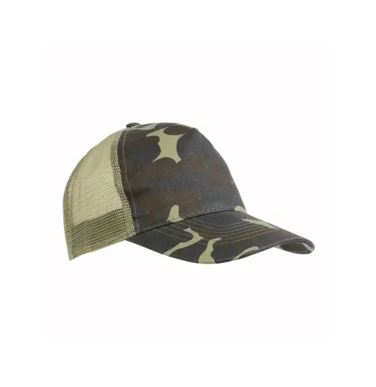 Cappellino in cotone/poliestere mimetico, 5 pannelli con calotta a rete