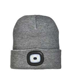 Cappellino in maglia 100% acrilico pesante con luce LED removibile e ricaricabile USB