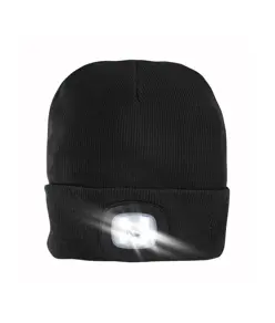 Cappellino in maglia 100% acrilico pesante con luce LED removibile e ricaricabile USB