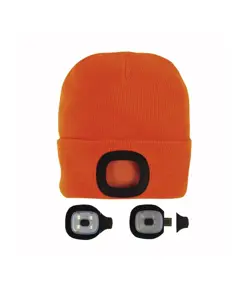 Cappellino in maglia 100% acrilico pesante con luce LED removibile e ricaricabile USB