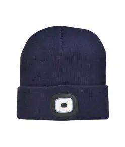 Cappellino in maglia 100% acrilico pesante con luce LED removibile e ricaricabile USB