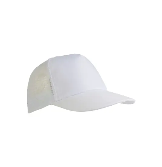 Cappellino in poliestere, 5 pannelli con calotta a rete