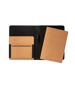 Cartella organizer in sughero con elastico A5, blocco 64 fogli