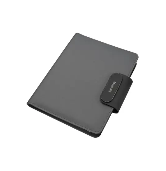 Cartella porta blocco A5 in R-PET con magnete di chiusura che si illumina personalizzabile