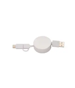 Cavo retrattile in bambù con adattatore USB-type C/lightning/microUSB .