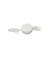 Cavo retrattile in bambù con adattatore USB-type C/lightning/microUSB .