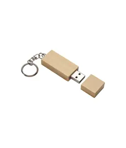 Chiavetta USB 4 Gb in legno con portachiavi in metallo