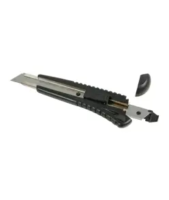 Cutter/taglierino in ABS con fermo lama, grande e 2 lame di ricambio