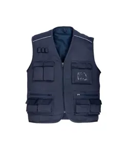 Gilet multi tasche in polycotton, chiusura a zip, 5 tasche frontali