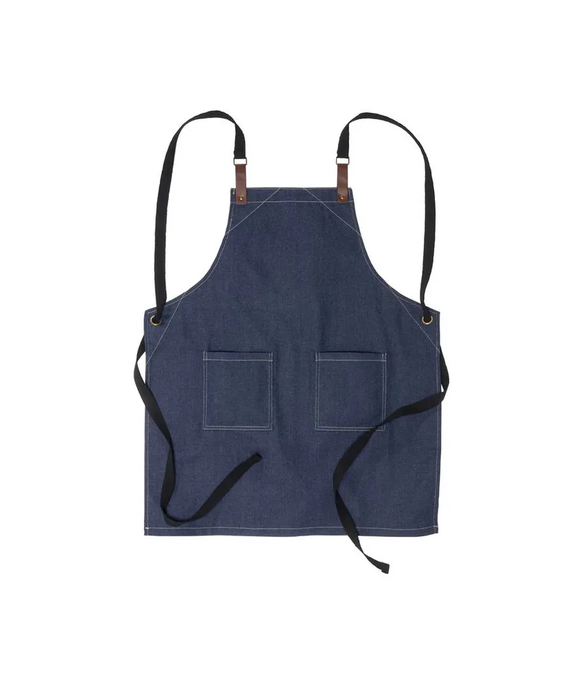 5 pezzi Grembiule da cucina regolabile in cotone denim con 2 tasche frontali.