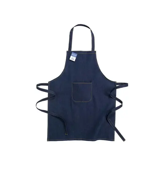 Grembiule in cotone denim riciclato  con tasca frontale